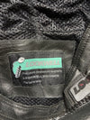 Vintage Lookwell Leather Motorcycle Pants – Black Silver Panel Racing Biker Trousers (W:36) (L:44)