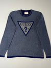 Guess USA Triangle Logo Knit Sweater – Blue Grey (M)