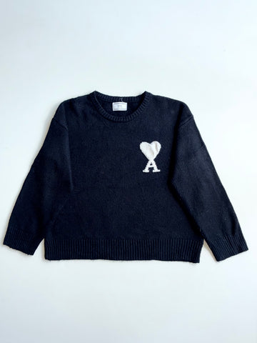 AMI Paris Ami de Coeur Black Knit Sweater woman’s (L/XL)