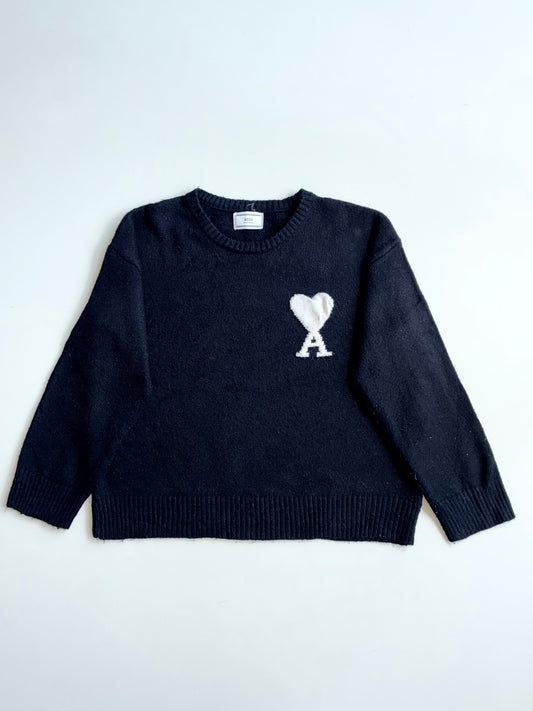 AMI Paris Ami de Coeur Black Knit Sweater woman’s (L/XL)