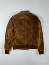 Maddison | Brown Suede Bomber Jacket – "BRAT" Patch Flap Pocket | (M)
