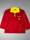 Vintage Ferrari Red Fleece Pullover – Yellow Collar Quarter Zip with Prancing Horse Pocket (2XL)
