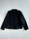 Love & Legend Black Suede Fringe Biker Jacket with Belt (XL/2XL)