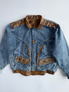 Reversible Jacket Leather to Denim 2-in-1 Brown & Blue | Rare Vintage (XL)