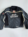 STT Spirit Tourist Trophy Famous Spirit Specialist Motorcycle Jacket Union Jack Checkered Flag (Paded) (XL)