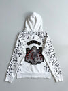 Grace & Fury Japanese Samurai Sakura Print Zip Hoodie – White – (S)