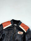 Harley-Davidson Racing Black, Orange & Cream Leather Jacket – Vintage Moto Racer (M)