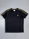 Adidas 3-Stripe Performance Tee – Black & Gold (M)