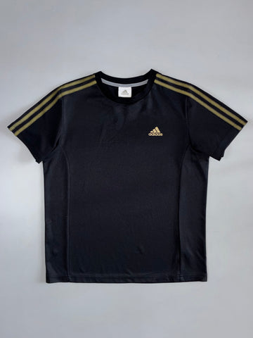 Adidas 3-Stripe Performance Tee – Black & Gold (M)