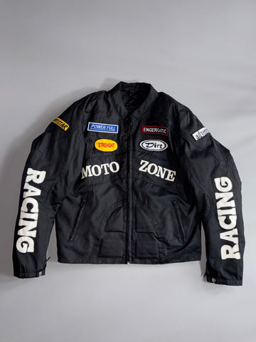 Ventiuno | Black Racing Patch Moto Jacket (Paded) (M)