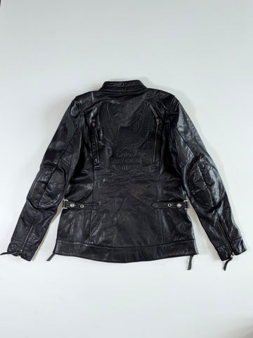 Vintage Harley-Davidson Genuine MotorClothes Embossed Eagle Leather Biker Jacket (L)