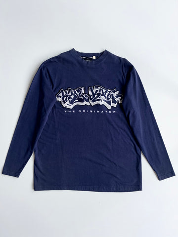 Karl Kani Navy Blue “The Originator” Graffiti Long Sleeve T-Shirt (Xl)