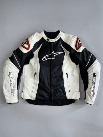 Alpinestars GP-R Genuine Leather Motorcycle Racing Jacket with Original CE Armor Back & Shoulder Pads (S/M)
