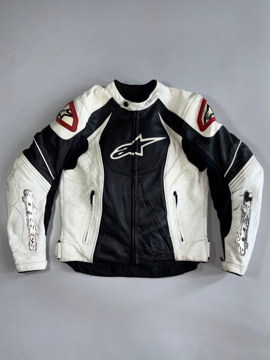 Alpinestars GP-R Genuine Leather Motorcycle Racing Jacket with Original CE Armor Back & Shoulder Pads (S/M)