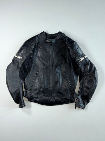 Joe Rocket Black Perforated Leather Motorcycle Racing Jacket (L)