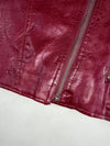 Baccini Burgundy Moto Biker Jacket with Quilted StitcPanels (S)