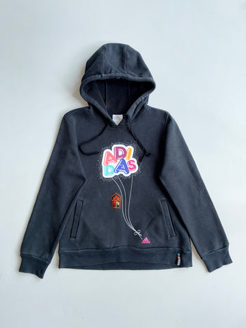 Vintage Y2K Adidas Black Balloon Graphic Fleece-Lined Hoodie women’s(S)