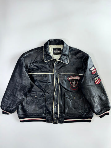Fat Joe FJ-560 “Next Generation Gear” Black Leather Varsity Jacket (5XL)
