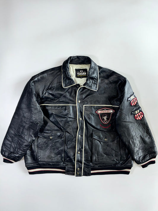 Fat Joe FJ-560 “Next Generation Gear” Black Leather Varsity Jacket (5XL)