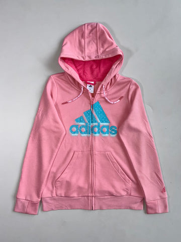 Adidas Pink Big Logo Zip-Up Hoodie (S)