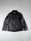 ROBO Black Leather-Look Collared Zip-Up Jacket (S)
