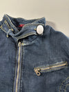 ESZ Denim Biker Jacket – Dark Wash Quilted Lined Moto Women’s (S)