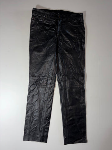 Vintage Black Leather 5-Pocket Pants (W:36) (L:47)