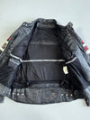 Difi Championship Racing Crossed-Flag Patch Colorblock Leather Moto Jacket Paded (XL)
