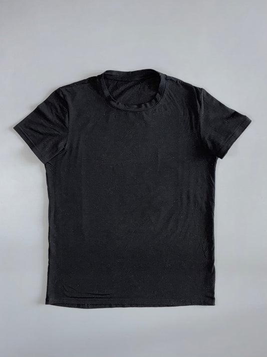 Plain Black Basic Crew Neck T-Shirt (L)
