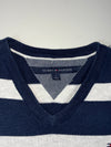 Tommy Hilfiger Navy & White Striped V-Neck Sweater (S/M)
