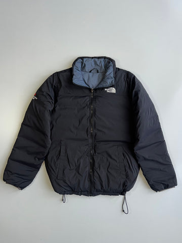 The North Face Reversible Nuptse Puffer Down Jacket Black Grey Marl Summit Series (M)
