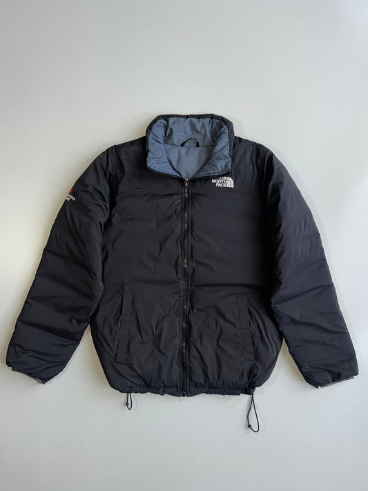 The North Face Reversible Nuptse Puffer Down Jacket Black Grey Marl Summit Series (M)