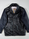 Dakota | Black Leather Car Coat – Nylon Sleeves Federal League Label | (XL)
