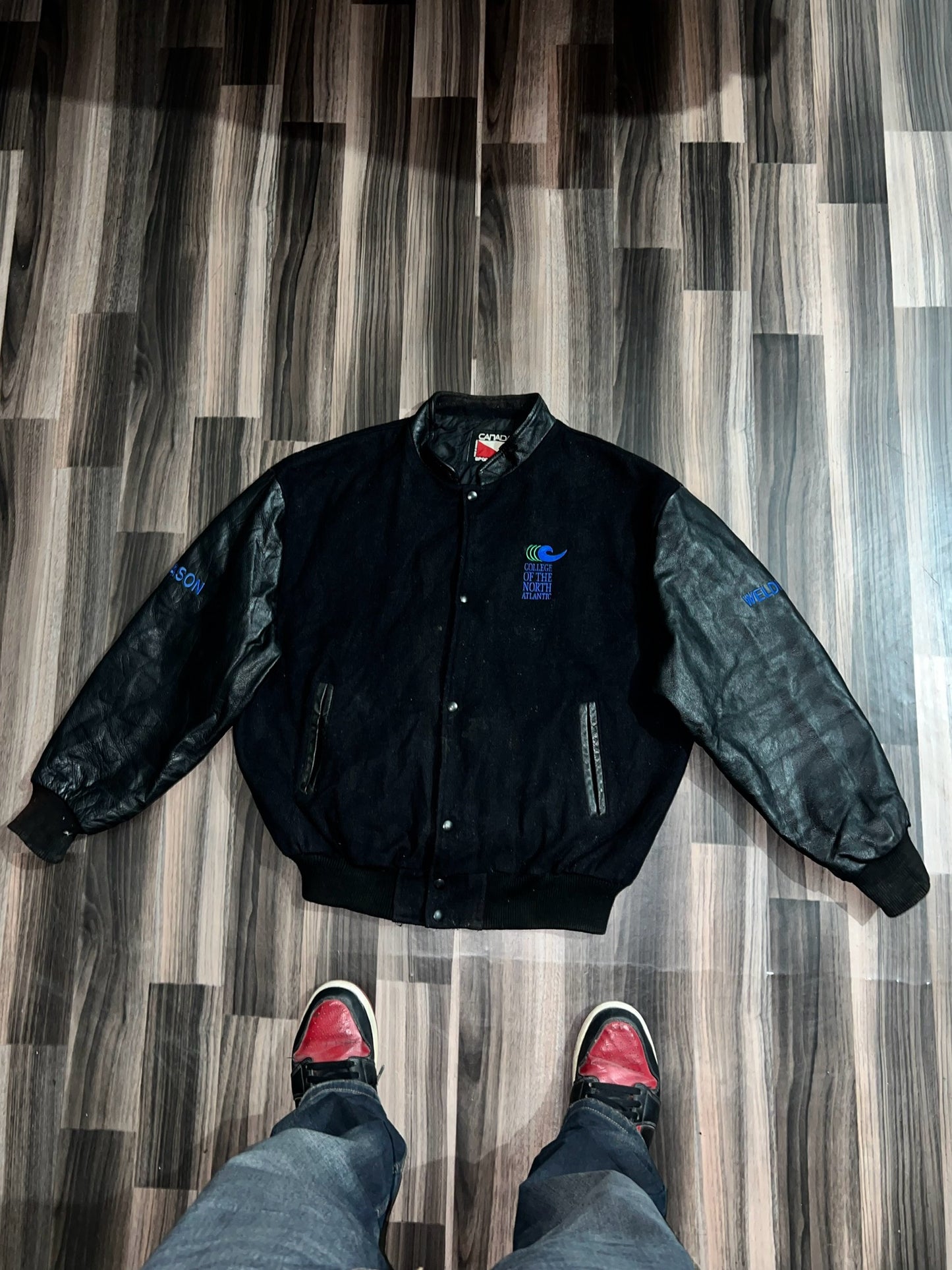 ZPremium Leather Sleeve Jacket Varsity Jacket (XL/2XL)