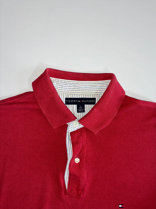 Tommy Hilfiger Striped-Placket Polo – Red (2XL)