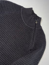 Vintage Armani Jeans AJ Ribbed Knit Asymmetric Zip Mock Neck Sweater (M)