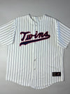Minnesota Twins Cooperstown Collection MLB Pinstripe Baseball Jersey – White  (2XL/3XL)