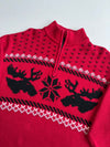 Chaps Red Fair Isle Moose Knit Quarter-Zip Sweater (2XL)