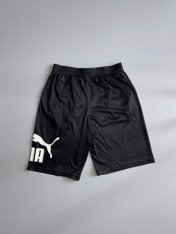 Puma Logo Athletic Shorts Black White Youth (W:26) (L:19.5)
