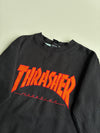 Thrasher Magazine Black Embroidered Logo Crewneck with Flame Sleeves(S)