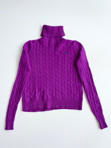 Polo Ralph Lauren Women's Purple Cable Knit Turtleneck Sweater women’s(XS)