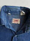 Vintage Lee Blue Denim Pearl Snap Western Shirt (XL)