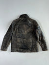 Engbers Distressed Brown Leather Jacket with Shearling Collar Jacket (L)