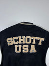 Schott NYC USA Varsity Jacket Black White Leather Sleeves (XL/2XL)