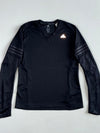 Adidas Running Black Climalite Long Sleeve V-Neck Tee with Reflective Logo (S)