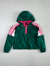 Adidas 3-Stripe Half-Zip Hooded Anorak – Green/Pink (Women's)(L)