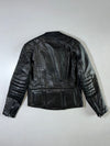 Textured Panel Leather Bomber Jacket (S)