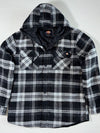 Dickies Black & Grey Hooded Flannel Shirt Jacket – Quilted Lining (XL)