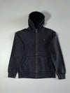 Polo Ralph Lauren Black Zip-Up Hoodie – Waffle Lined Hood | (L)