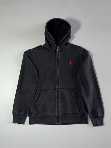 Polo Ralph Lauren Black Zip-Up Hoodie – Waffle Lined Hood | (L)